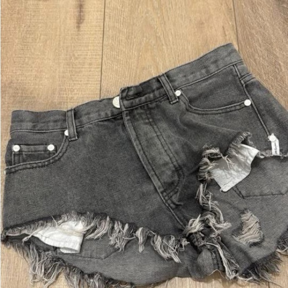 One Teaspoon Charcoal Distressed Jean Shorts